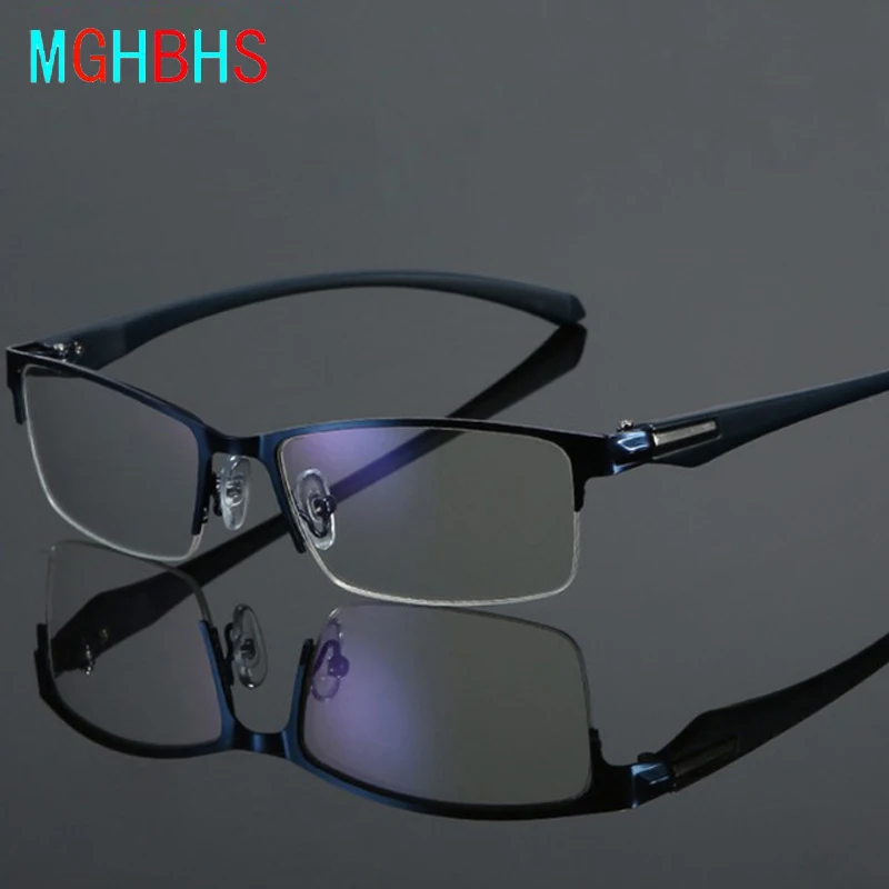 Blue Light Proof Radiating Glasses For Business Men And Metal Half Frame Reading Glasses For Women