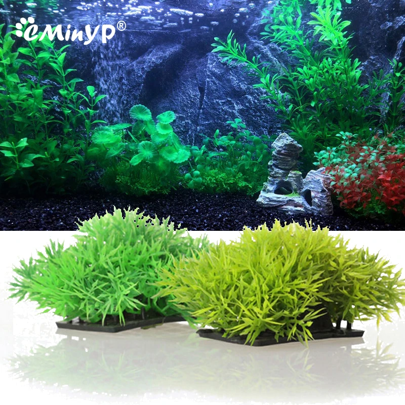 Aquarium Decor Artificial Small Bushes Fish Tank Simulation Plastic Hydroponic Plants Green Yellow Red Grass Landscape Decor