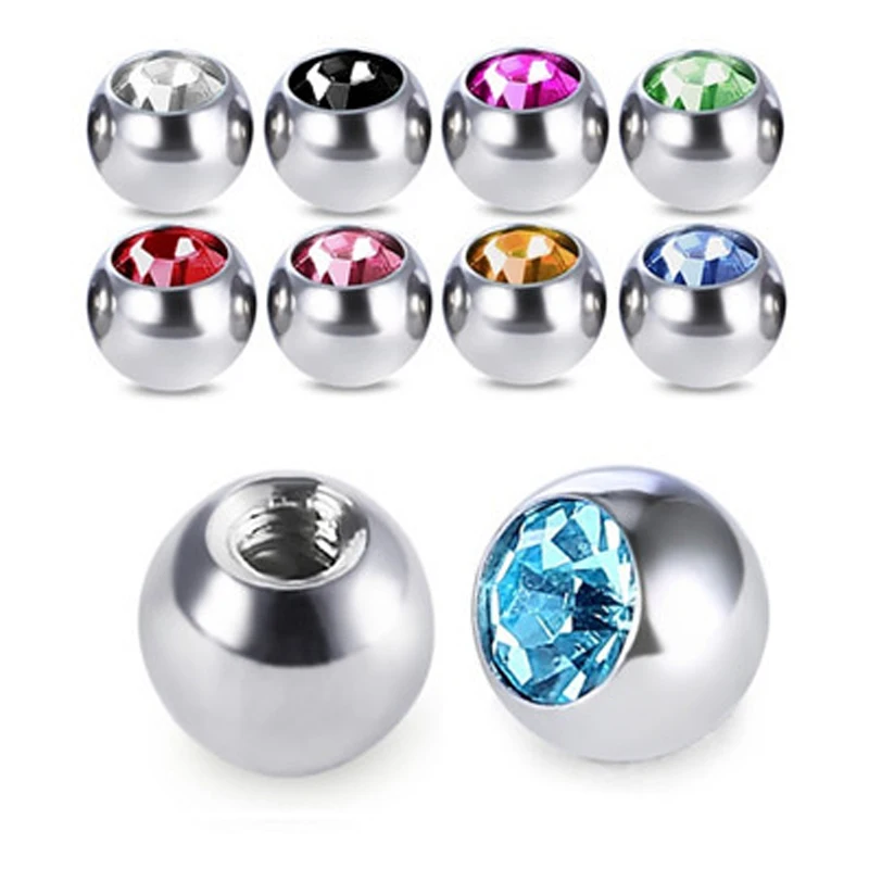 10PCS Mix Color 5mm Balls Stainless Steel Piercing Navel DIY Jewelry Tongue Belly Navel Rings Body Jewelry Piercing Accessories