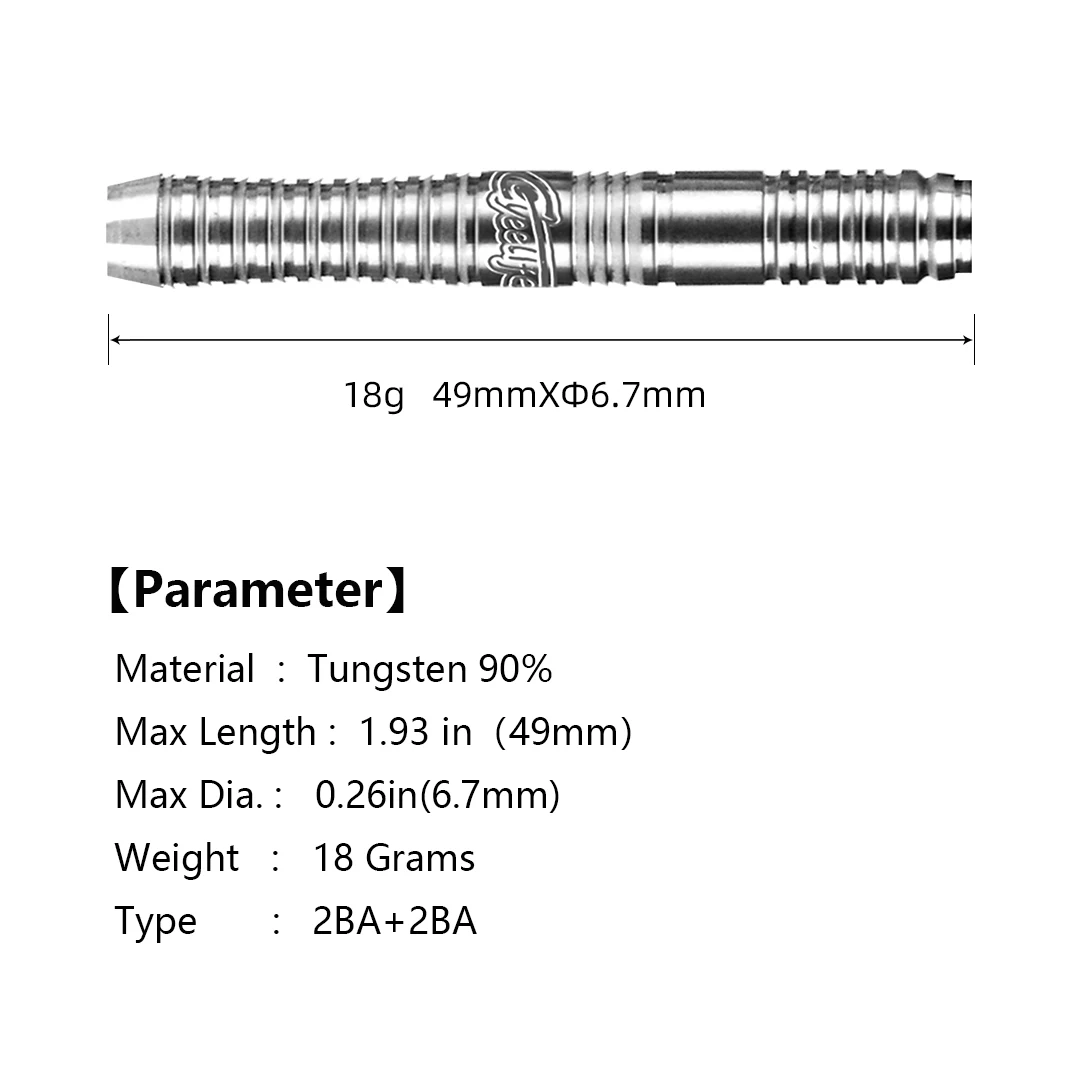 CyeeLife 18 Gram Soft Dart Barrels Tungsten 90% 3pcs For Plastic tip Dart board No Accessories