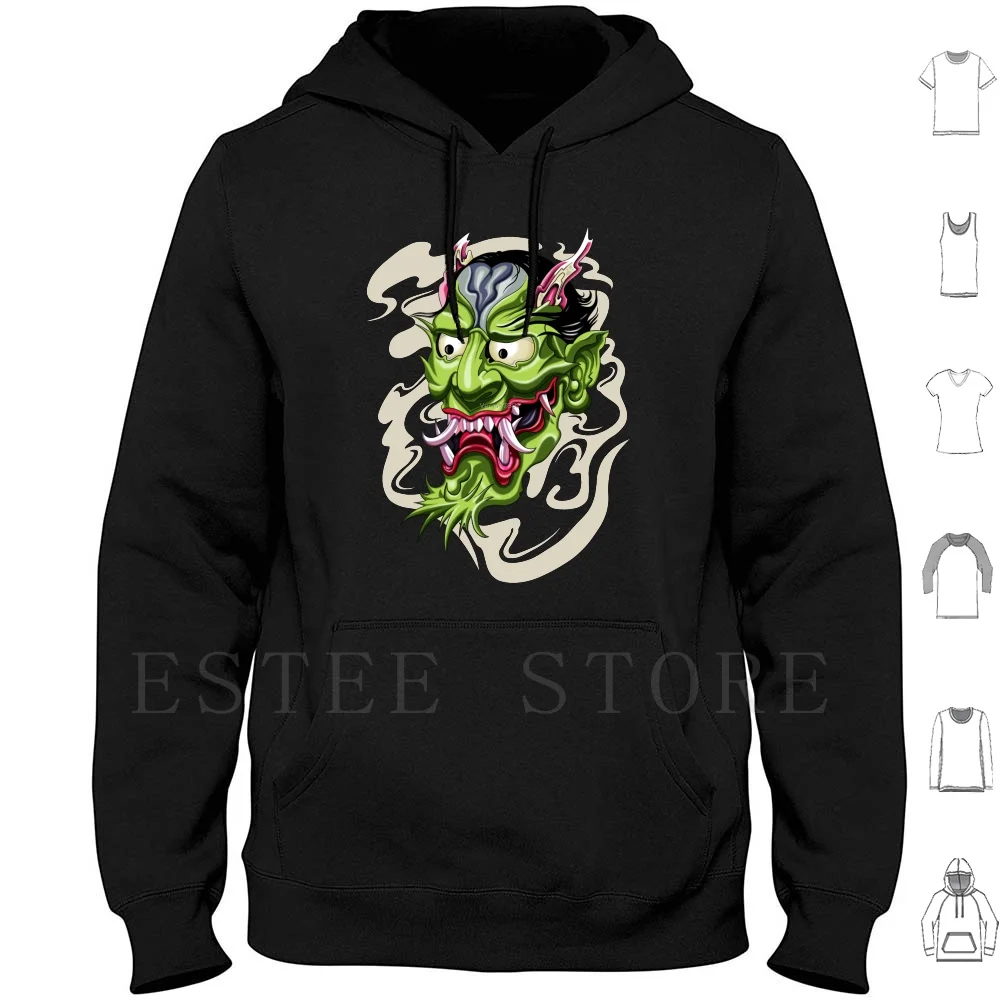 Oni Hoodies Long Sleeve Oni Demon Devil Fantasy