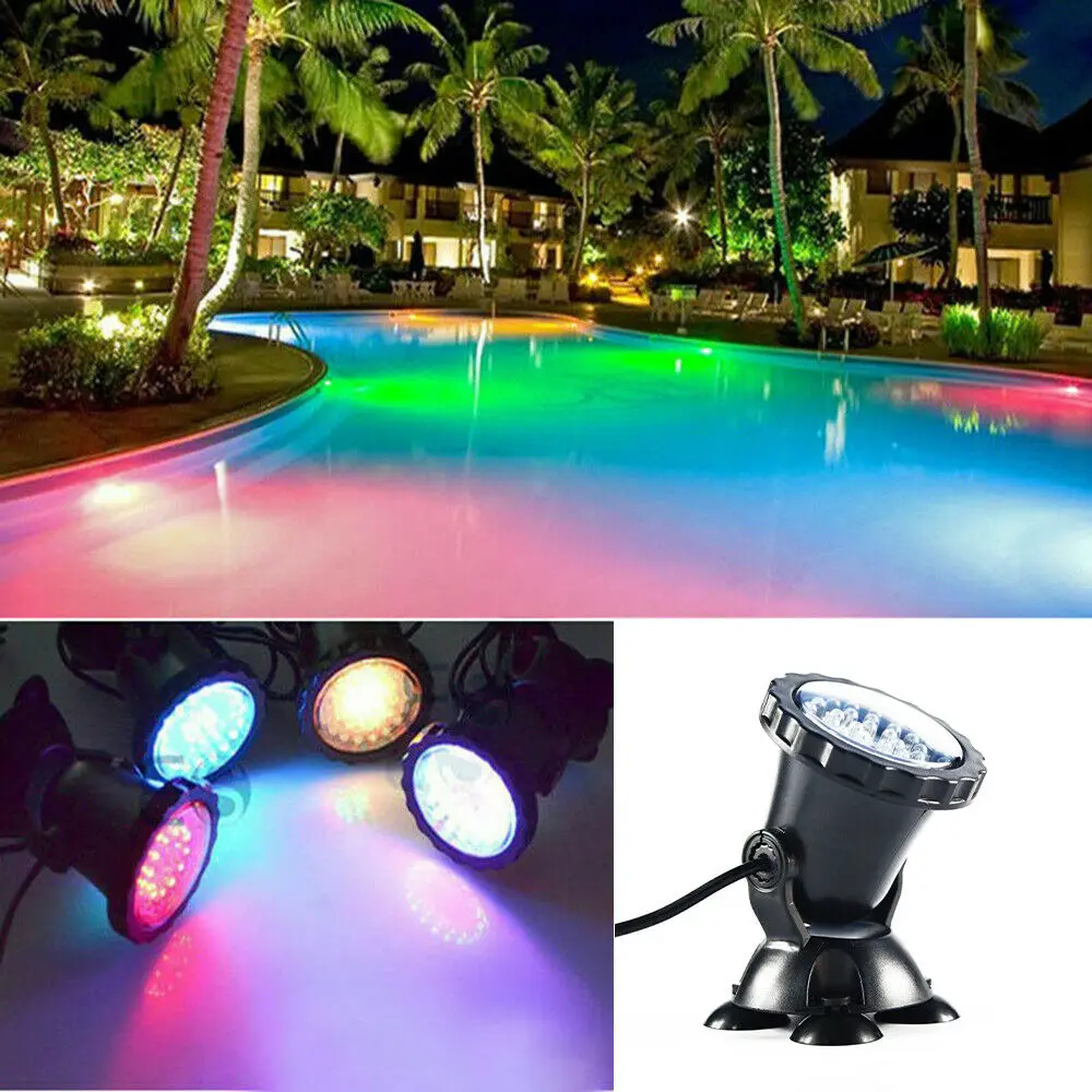 1 Set 4 Lights LED Underwater Spot Light Waterproof RGB Aquarium Lamp with Remote Control Garden Fountain Pond Underwater Lamp