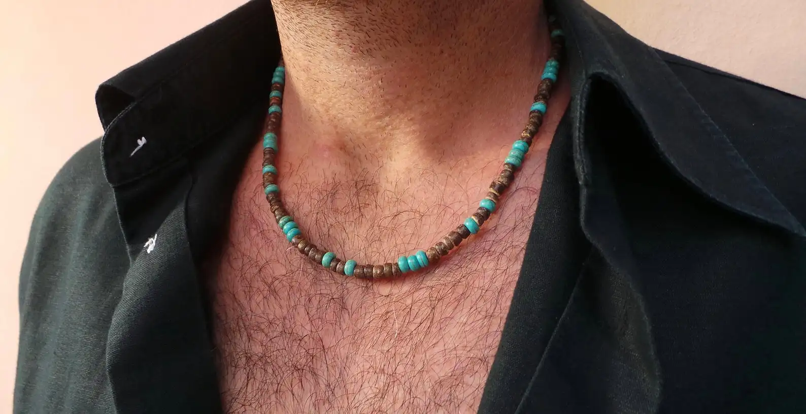 Men\'s African necklace, Men african Beaded jewelry, Surfer necklace Gifts for men, Wooden Beach Necklace