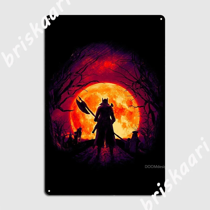 A Blood Moon S Night Bloodborne Metal Sign Bar Cave Wall Decor Cinema Living Room Custom Tin Sign Poster