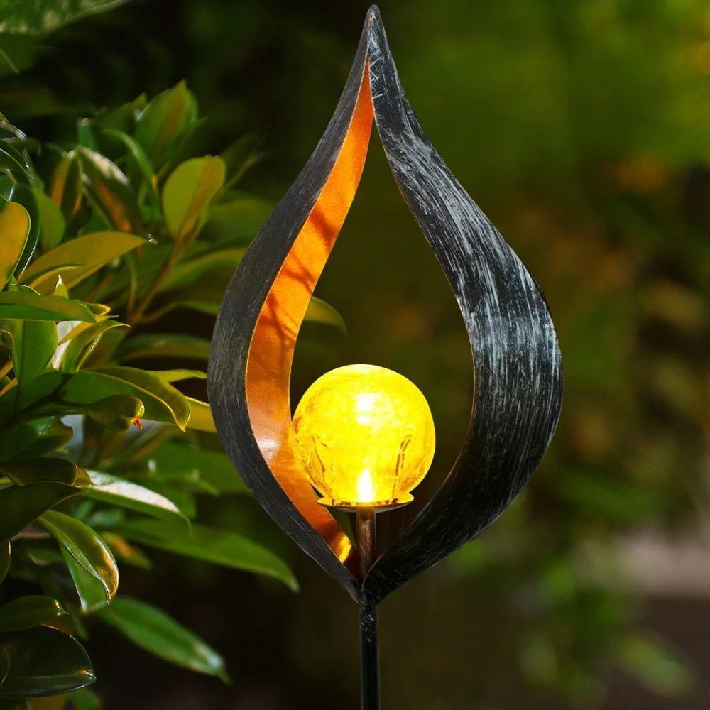 

LED Solar Flame Light Metal Decorative Stake Lights Flickering Lamp Outdoor Waterproof For Yard Garden Landscape Path Lighting