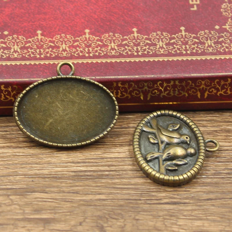 4 قطعة صالح 30x20 مللي متر البيضاوي عاشق الطيور العقعق الزجاج كابوشون قاعدة إعداد العتيقة برونزية فضية اللون قلادة DIY بها بنفسك صنع #3