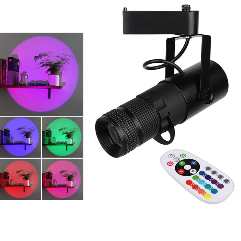 Fernbedienung RGB 9w Strahler Hintergrund FÜHRTE Track Licht Lampe KTV Bar Restaurant Cafe Runde Museum Zoom Licht Beleuchtung