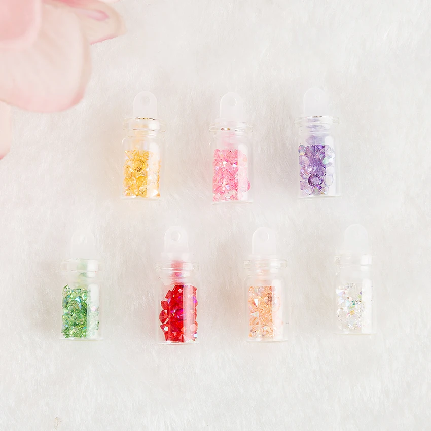 15pcs Mix Colors Jewelry Accessory 3D Mini Glass Cup DIY Craft Artificial Crystal Bottle 10*26mm