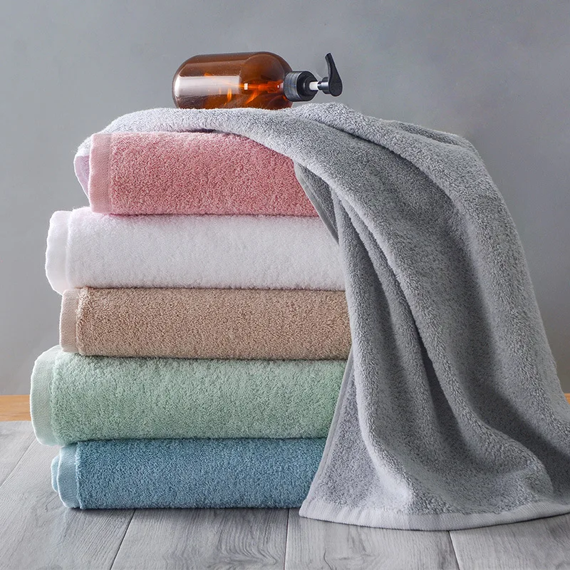 High Quality 75*150cm Breathable Bath Towel Pure Cotton Plus Size Towel Thickening Soft Comfortable Multicolor Hotel Beach Towel