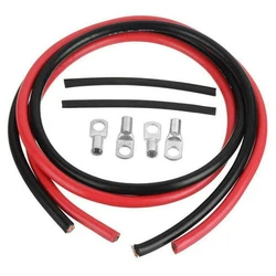 Cable de alimentación de batería de 12V, Kit de terminales de Cable de conexión de batería de 5AWG, Terminal de Cable de cobre, Cable inversor de coche, 2 uds.