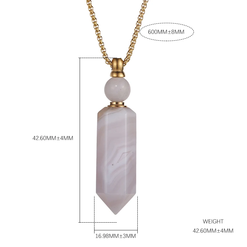 SHINYGEM Natural Crystal Glass Necklace Hexagonal Column Jewelry Making Quartz Perfume Bottle Pendant Fashion Gift for Women