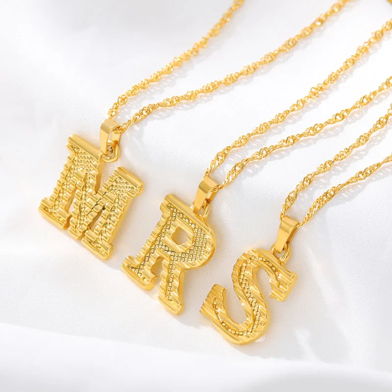 Stainless Steel Capital Initial Letter Necklaces For Women Gold A-Z Alphabet Pendant Birthday Jewelry Gift