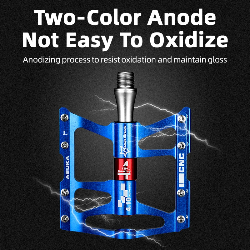 ROCKBROS-사이클링 4 베어링 자전거 페달 미끄럼 방지 초경량 CNC MTB 자전거., 페달 밀폐형 베어링 페달 자전거 액세서리, 알루미늄 합금 재질, 128*95 사이즈, 최대 1,500 만 전송 토크 테스트.