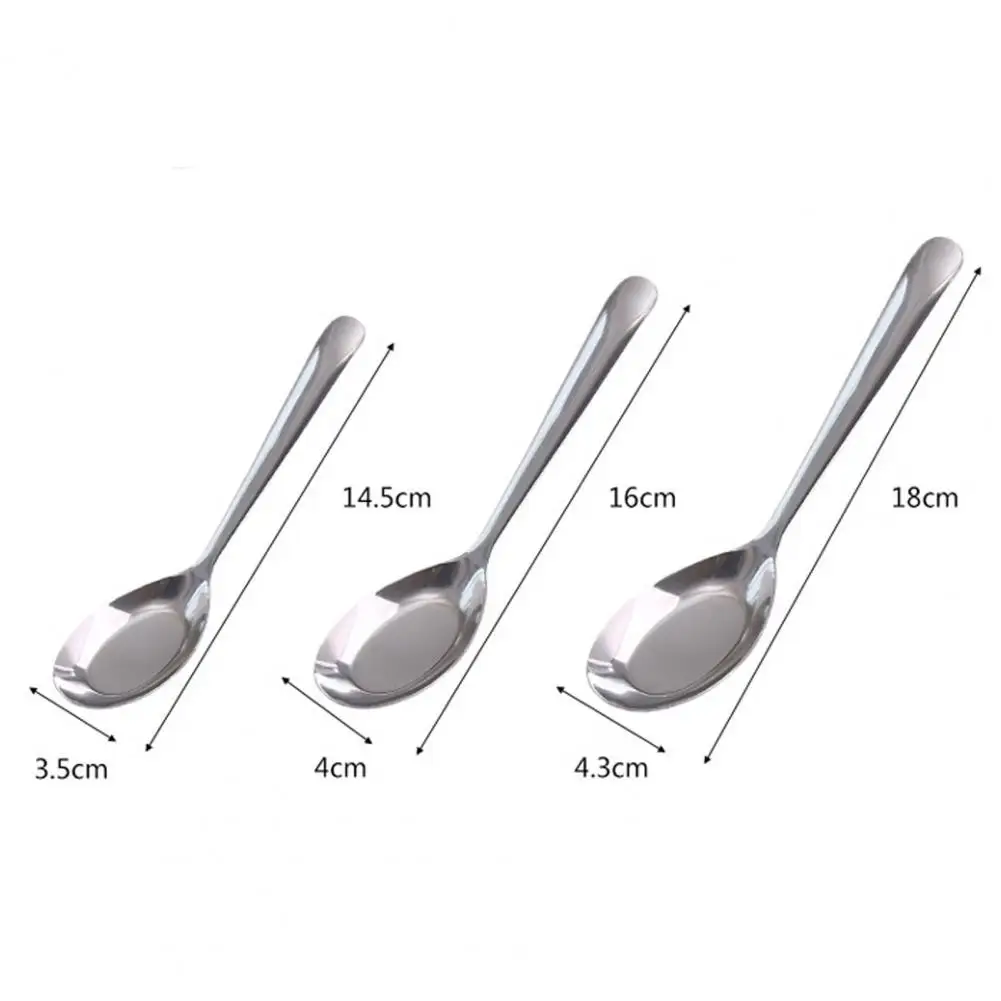 1Pc Stainless Steel Metal Chinese Asian Rice Soup Spoons Silver Mirror Polished Flatware for Home Restaurants Eco Friendly Spoon