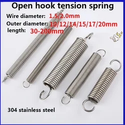 Tension Spring Extension Spring length 30-200 mm, Wire diameter 1.5 2.0mm Open Hook Extension Spring, 304SUS Hook Spring