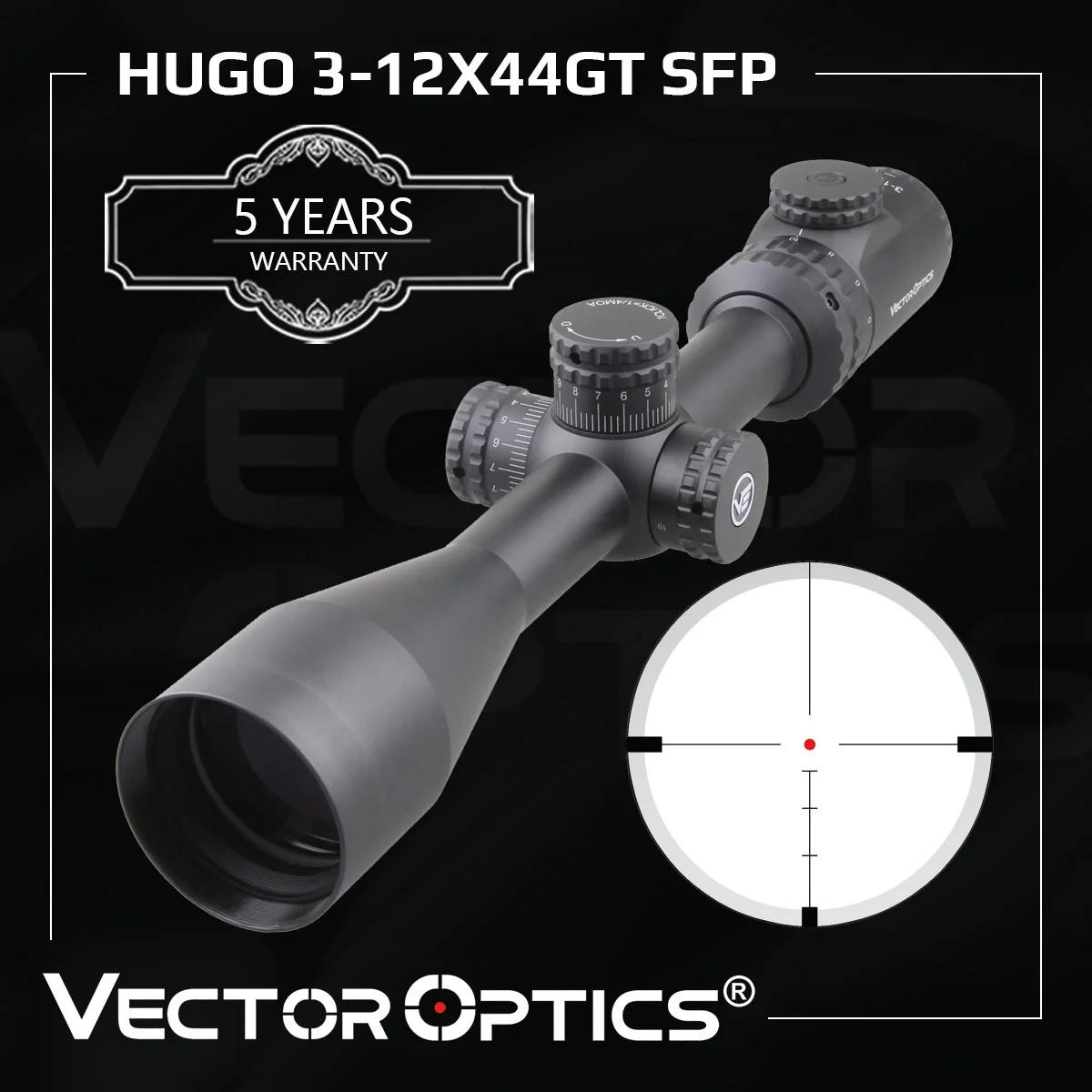 

Vector Optics Hugo 3-12x44 GT Riflescope 11 Levels Red Hunting Rifle Scope Optical Sight 1 Inch 25.4mm Shock Proof .308win