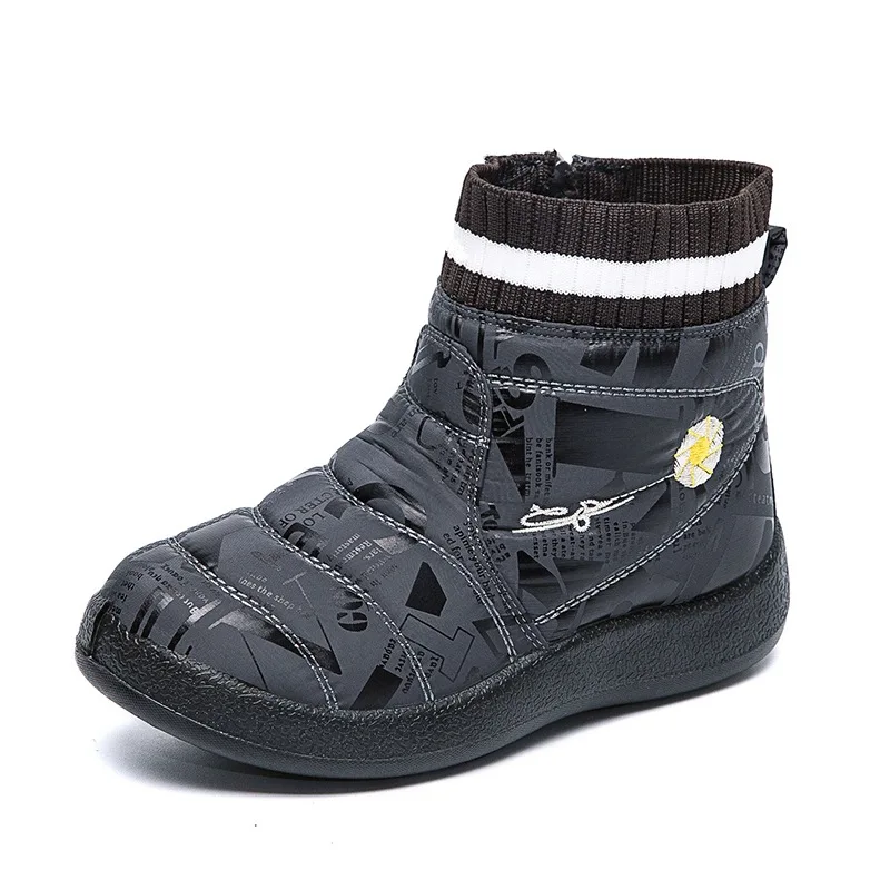 

New Waterproof Children Snow Boots With Plush Fashion Kids Outdoor Shoes Girls & Boys Winter Boots Size 28-36