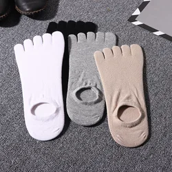 5 Pairs Man Woman Ankle 5 Finger No Show Socks Cotton Low Tube Solid Breathable Sweat-absorbing Invisible Boat Socks with Toes