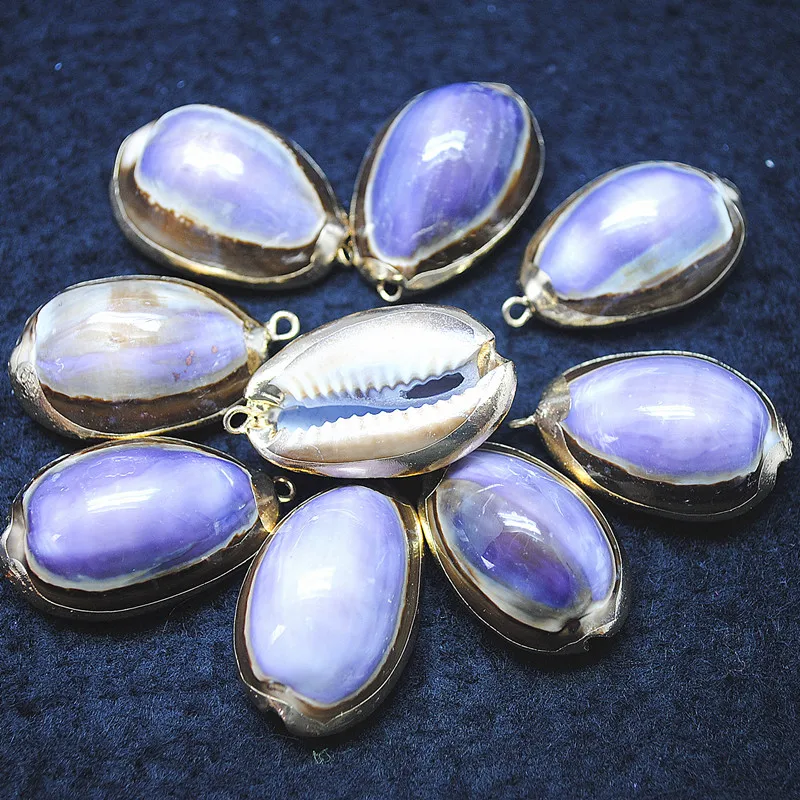 12PCS Nature Purple Shell Pendants Original From Seawater Size 15X25MM Good Quality For Women Bracelets Or Pendants Making Parts