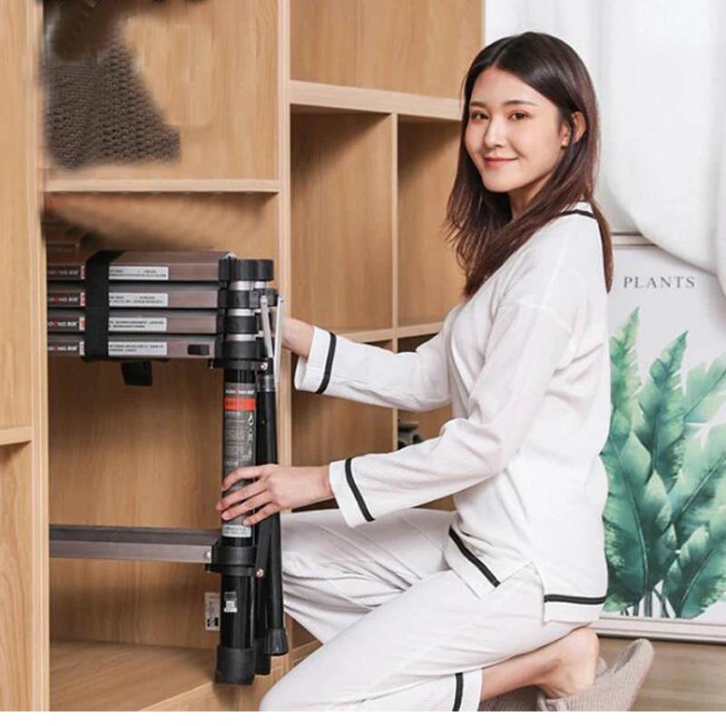 متعددة الوظائف سلم متداخل الأجزاء المنزلية للطي داخلي متعرجة سبائك الألومنيوم سميكة رفع عقد الدرج الصغيرة