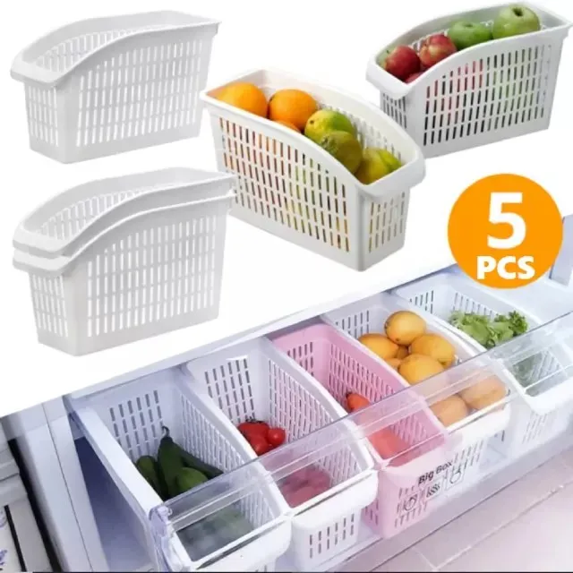 Kitchen refrigerator organizer basket container Drawner adjustable storage box retractable drawer drawer