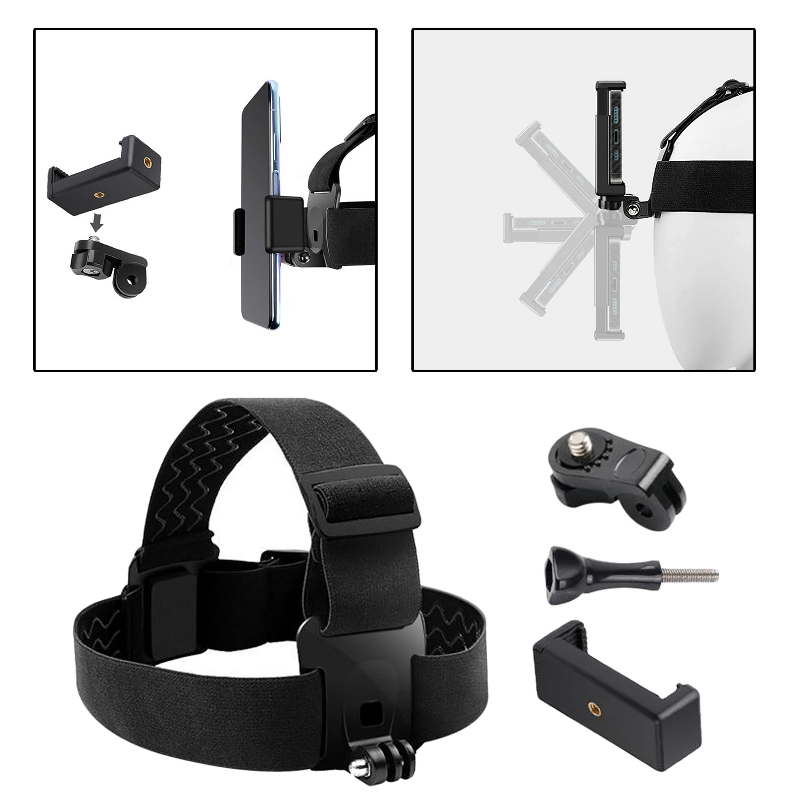 Head Band Phone Holder Head-Mounted Headband Mount Strap Adjustable Belt Cellphone Selfie Mount For 4.1-7.12 inches Smartphone