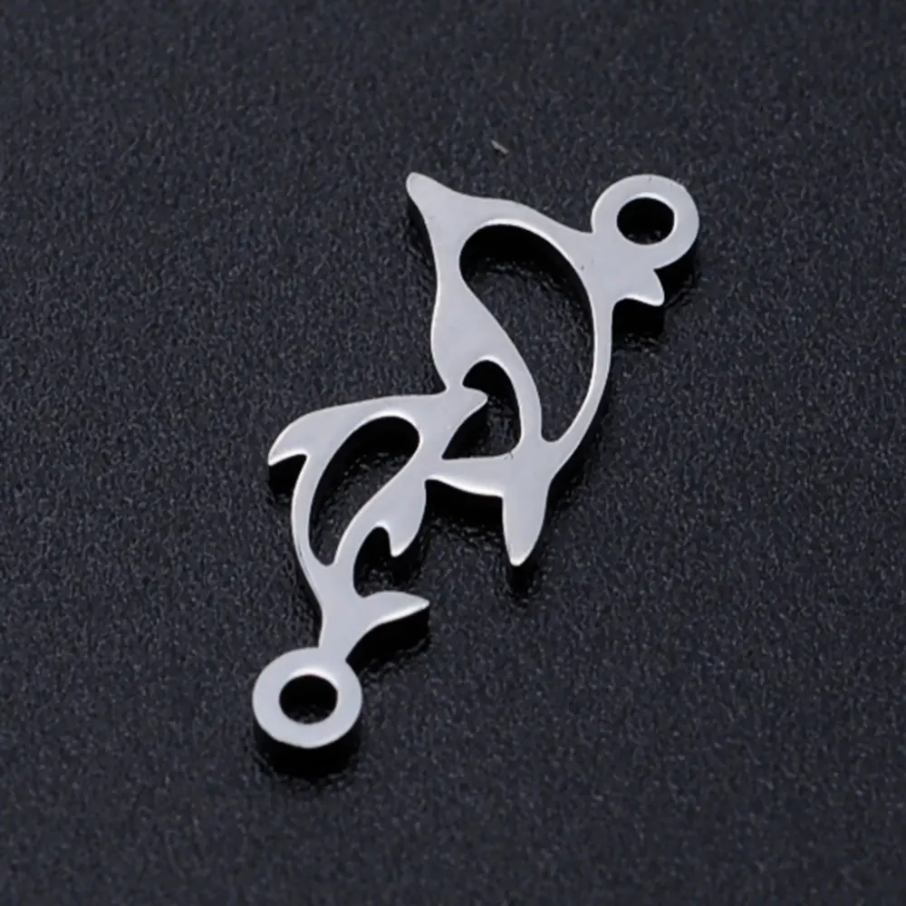 10pcs/lot diy beach sea dolphin turtle stainless steel charm pendant wholesale starfish fish jewelry bracelet connector charms