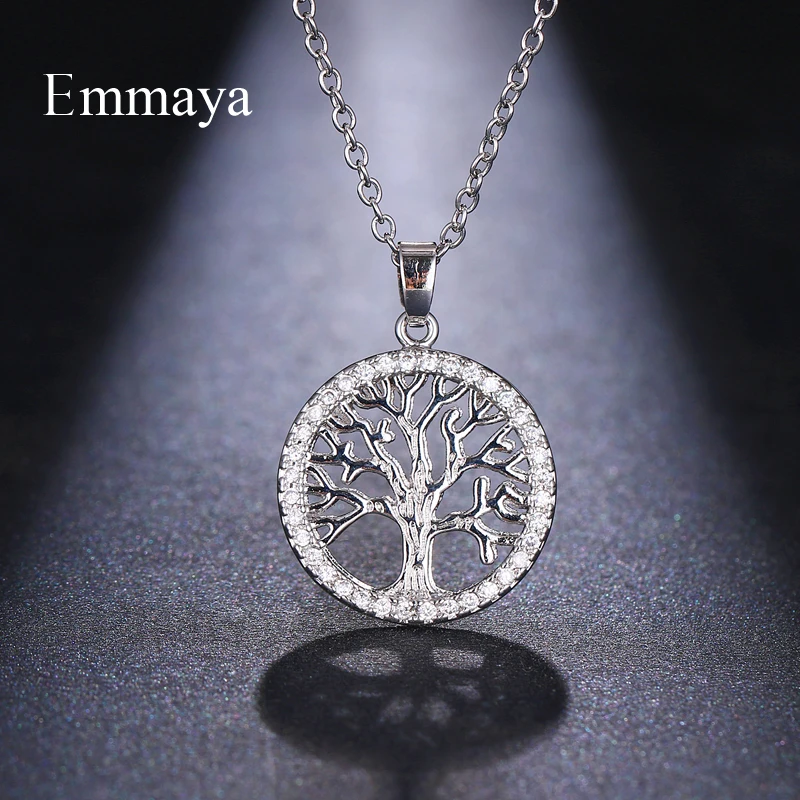 EMMAYA New Arrival Life Tree Silver Plated For Female Natural Breath Style Pendant Necklace For Party Gift Jewellery