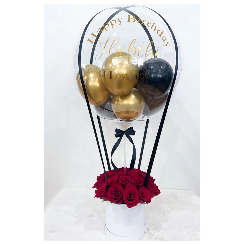 

Baloon Flowers Gift Box Packing Lid Wedding Party Cylinder Candy Round Custom Logo Luxury Cardboard Rose Bouquet Package I Love