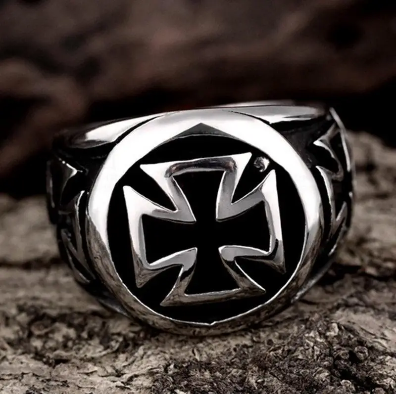 Cross Pattern Ring for Men Punk Vintage Silver Color Finger Ring Party Jewelry Gift