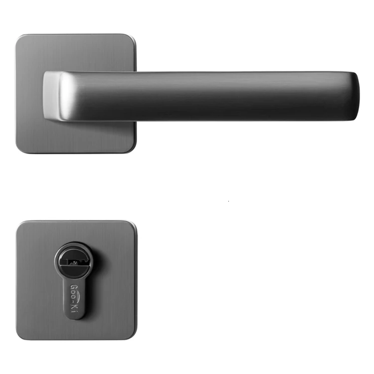 Gray /zinc alloy door handle Interior /Square  Bedroom door lock Split Silent door lock ,Door hardware