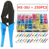 250pcs Heat Shrink Solder Wire Connectors Insulated Crimp Terminal Marine Automotive Waterproof Seal Electrical Terminals Set