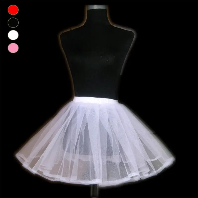 2022 New Women Children White Hard Mesh Short Petticoat Double Layers Girl Lolita Tutu Skirt Semi See-Through Wedding Dress