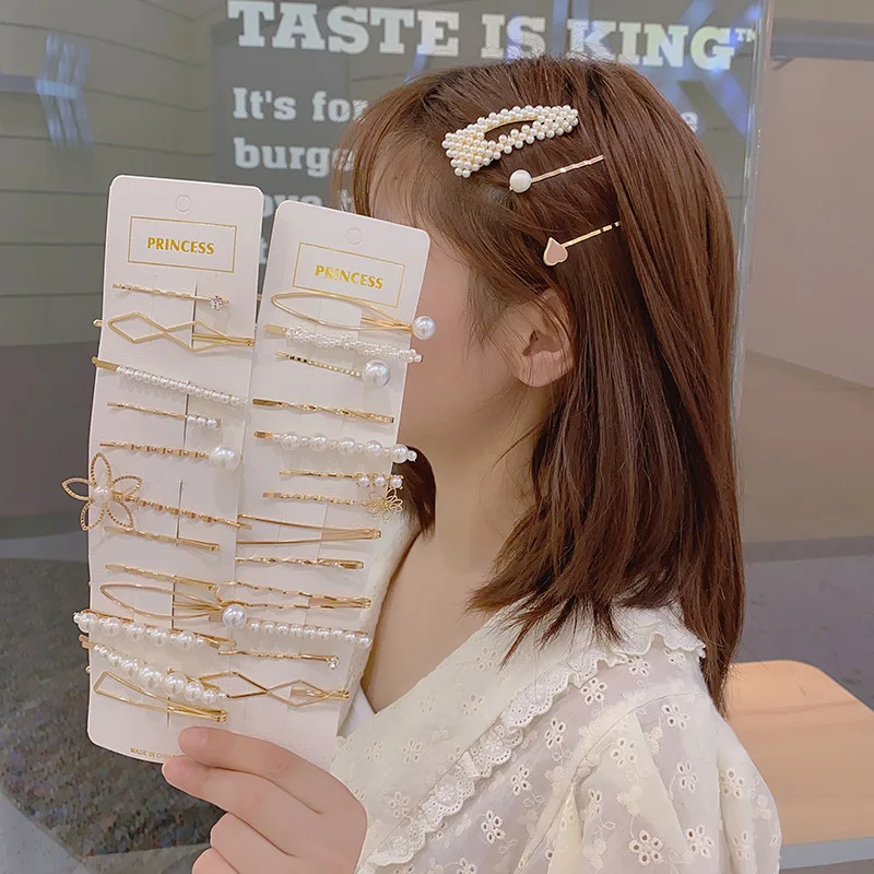 Zuid-korea Ins Side Clip Netto Rode Meisje Woord Clip Hoofdtooi Netto Rode Strass Dongdaemun Parel Haarspeld Tij