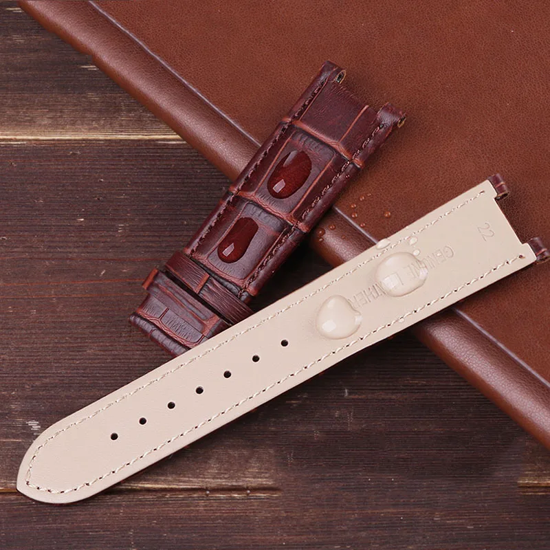 Genuine Leather watchband for Guess GC watch strap 22*13mm 20*11mm Notched watchband with screw black brown blue wrist band