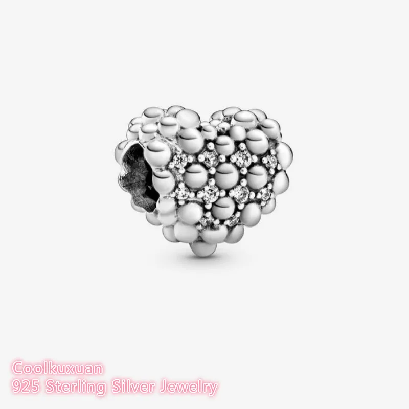 

Mother's Day 100% 925 Sterling Silver Beaded Sparkling Heart Charm beads Fits Original Pandora bracelets Jewelry Making