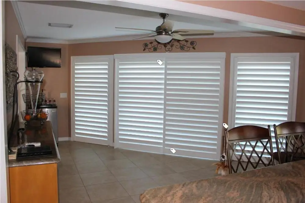 

Custom Basswood Plantation Shutters Wooden Blinds Solid Wood Shutter Louver PS212