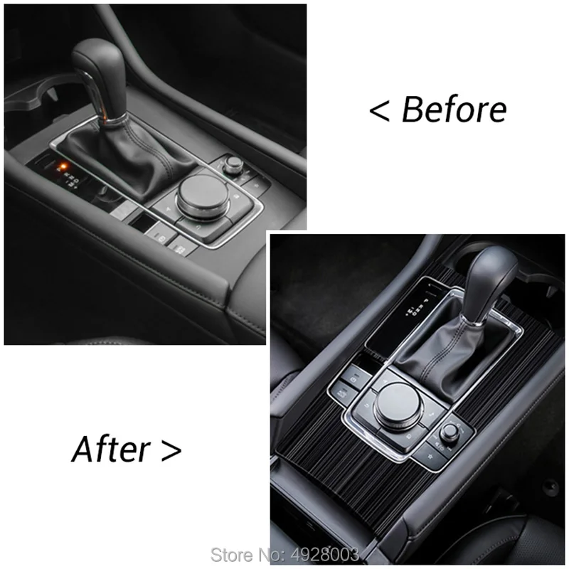 For Mazda3 Mazda 3 Axela 2019 2020 BP LHD Car Gear Shift Box Central Control Panel Cover Stickers Trim Strips Garnish Styling