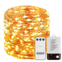 Festive Outdoor Copper String Light 10M/20m Remote Control Timing Battery USB Garden Light For party Christmas Decoration