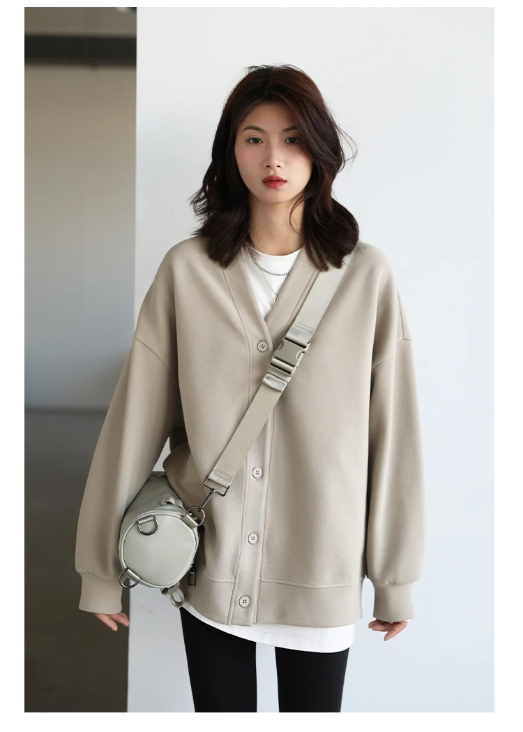 CHIC VEN Korean Women's Sweatshirts Solid Plush Thick Warm Loose Casual Female Tops Office Lady Coats Jacket Autumn Winter 2026