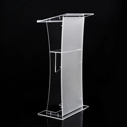 Acrylic Lectern Pulpits Podium Customized logo Modern Smart Plexiglass Pulpit School Church Podium Speaker's Stands with Shelf