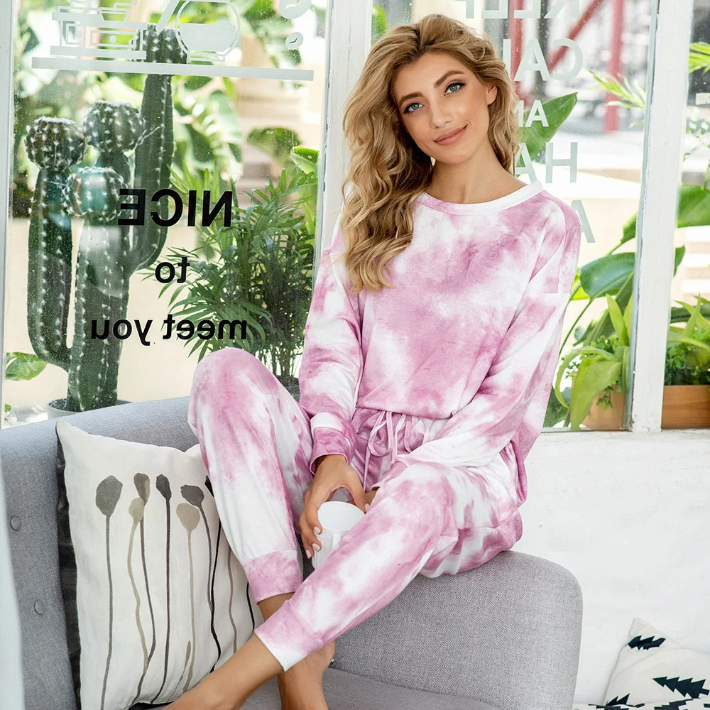 

2 Pieces Autumn New Women Sleepwear bandhnu Pajamas Set Long Sleeve Pajamas for women Ladies Pyjamas Loose Loungewear