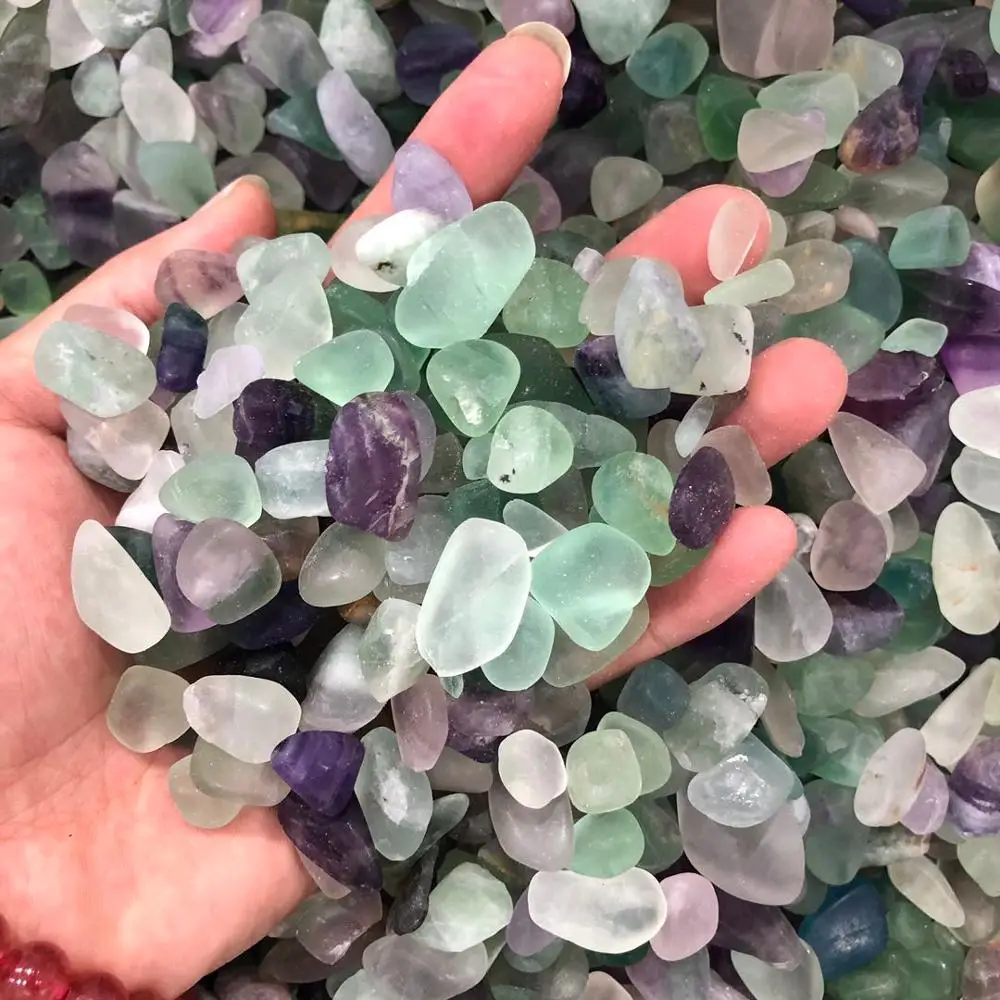 Natural Beautiful Reiki Colorful Fluorite Crystal Mineral Rolling Gravel Healing