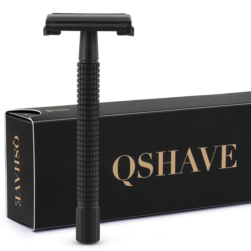 

Бритва Qshave IT с матовым черным стальным покрытием, безопасная Классическая бритва 11,4x4,3 с длинной ручкой и 5 лезвиями