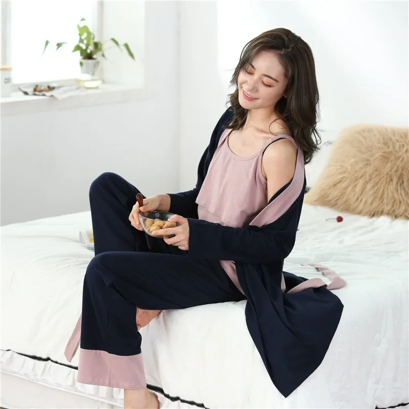 

3pcs/set Pregnancy Maternity Pajamas Maternity Set Cotton Full Sleeve Pregnant Women Breastfeeding Sleepwear Pregnancy Clothes