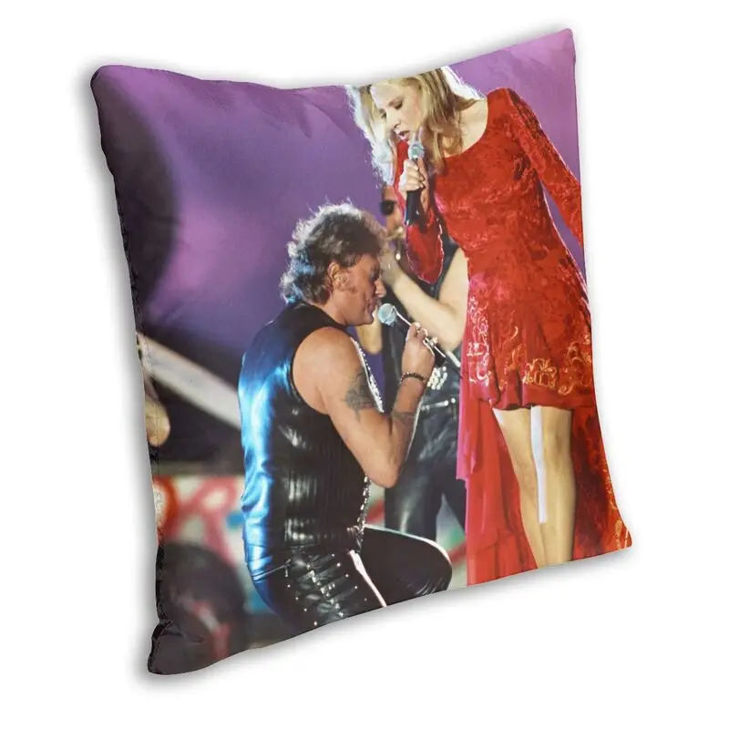 Johnny Hallyday And Audrey Dana Cushion Covers Sofa Living Room French France Rock Music Square Throw Pillow Case 40x40cm