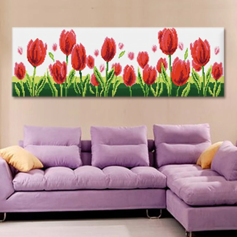 

Pulaqi Tulip Flowers Latch Hook Tapestry Isolon In Rolls Latch Hook Rug Embroidery Sets Living Room Crafts Big Size Carpet DIY F