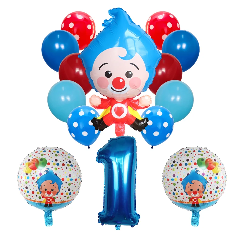 14pcs/set Plim Clown Foil Number Balloons Latex Air Globos Children Baby Shower Birthday Party Decorations Kids Inflatable Toys