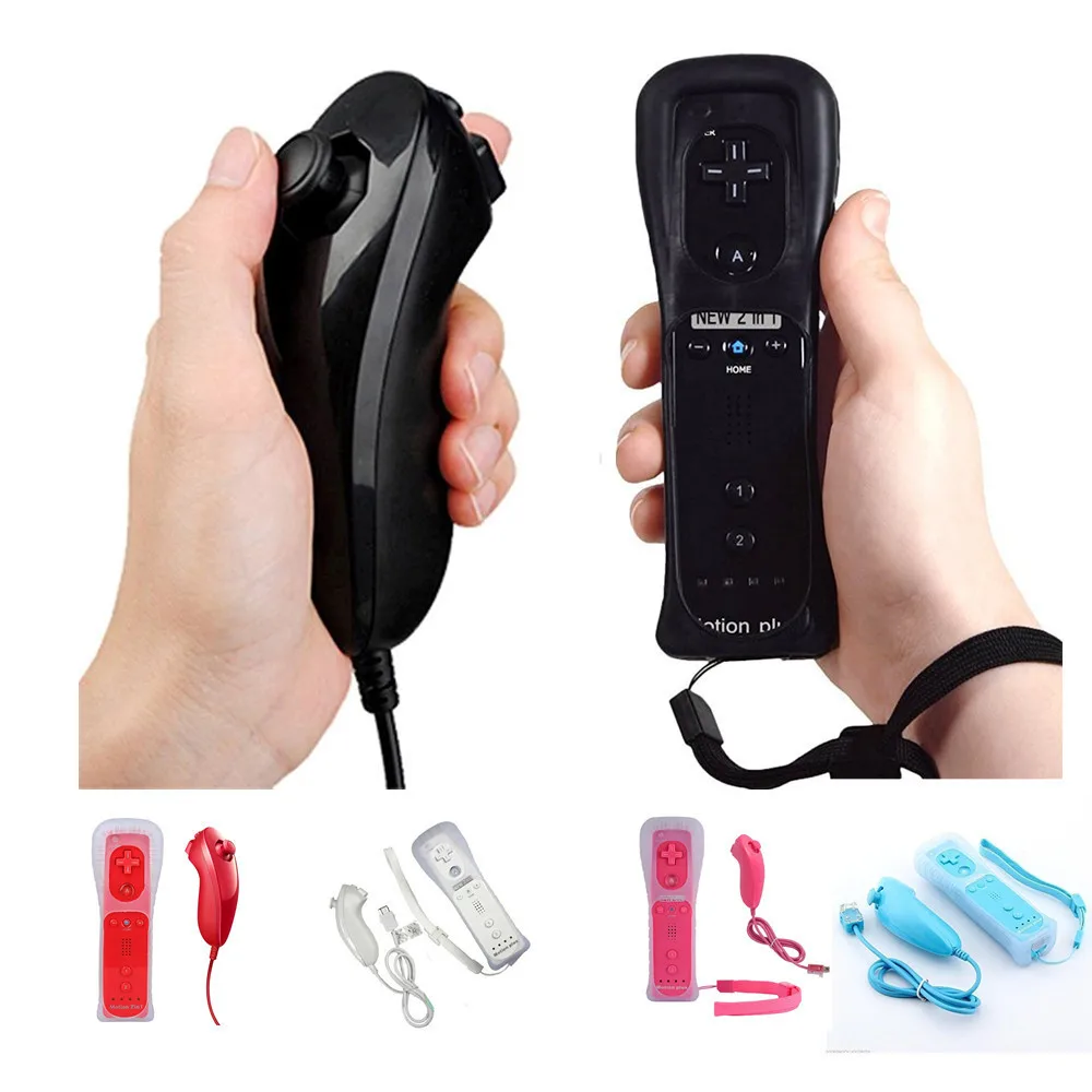 Wireless Gamepad Fernbedienung gebaut in Motion Plus + Nunchuk 2 in 1 Für Nintend Wii Controller Joystick Silikon Fall