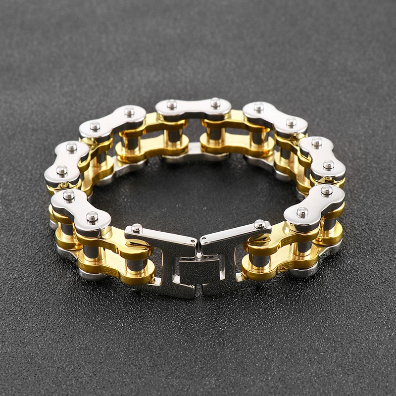 Kalen Retro Brushed Bike Motorcycle Link Chain Bracelet Cool Men‘s Gifts Punk Stainless Steel 225CM Jewelry Rock Party Accessory